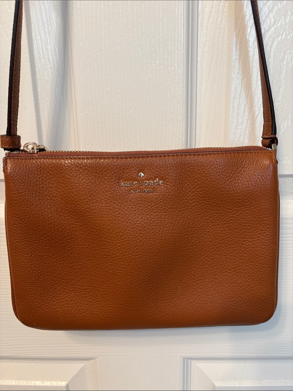 Kate Spade Leila Medium Triple Compartment Leather Crossbody Bag Brown